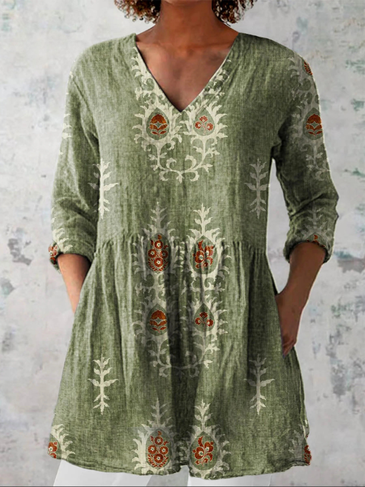 Maeve | Lange V-Ausschnitt Bluse