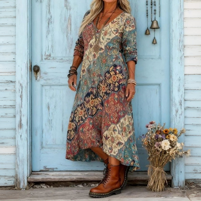 Evelyn | Vintage-inspiriertes langärmeliges Freizetkleid