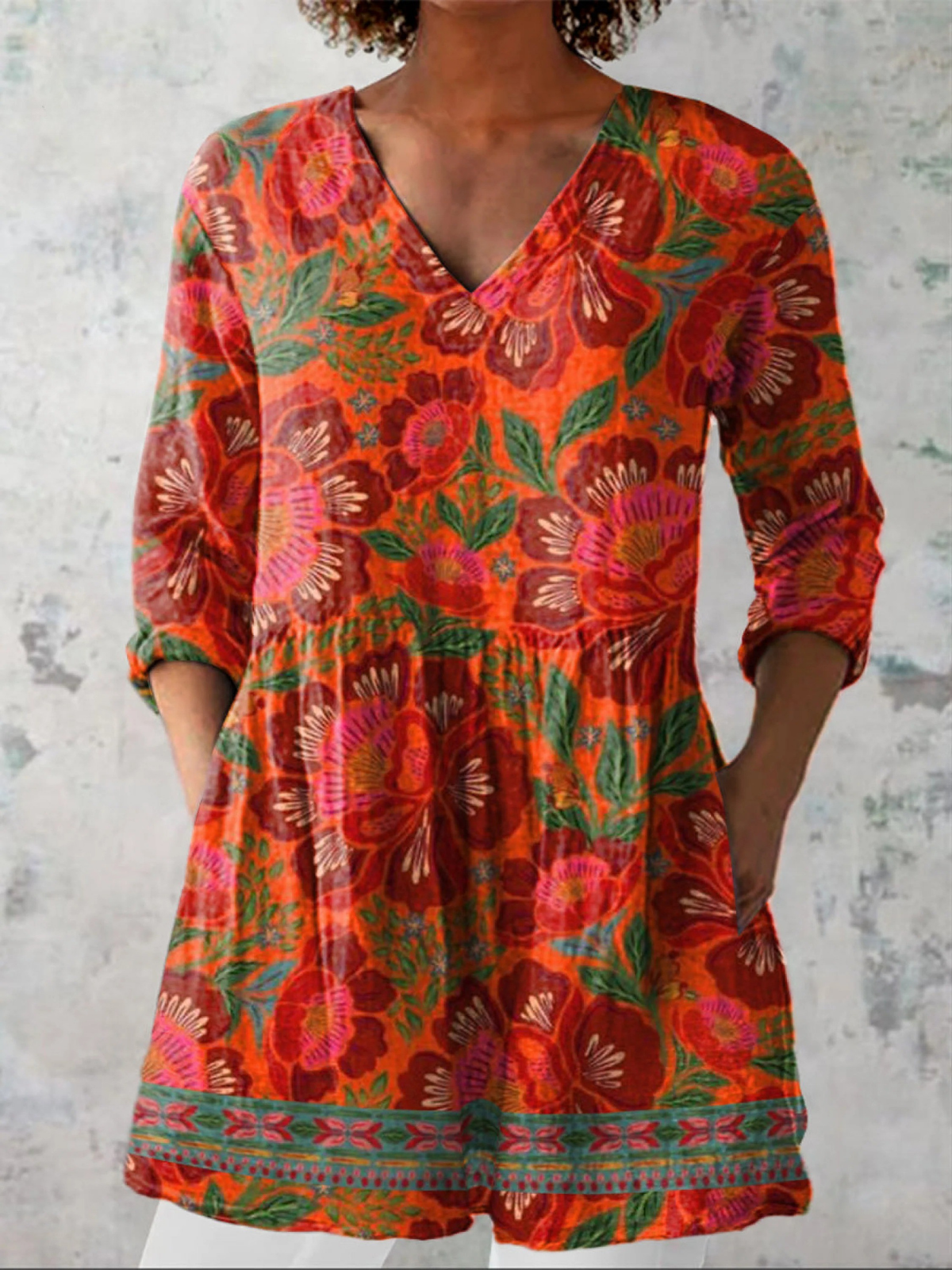 Felicity | Lange V-Ausschnitt Bluse