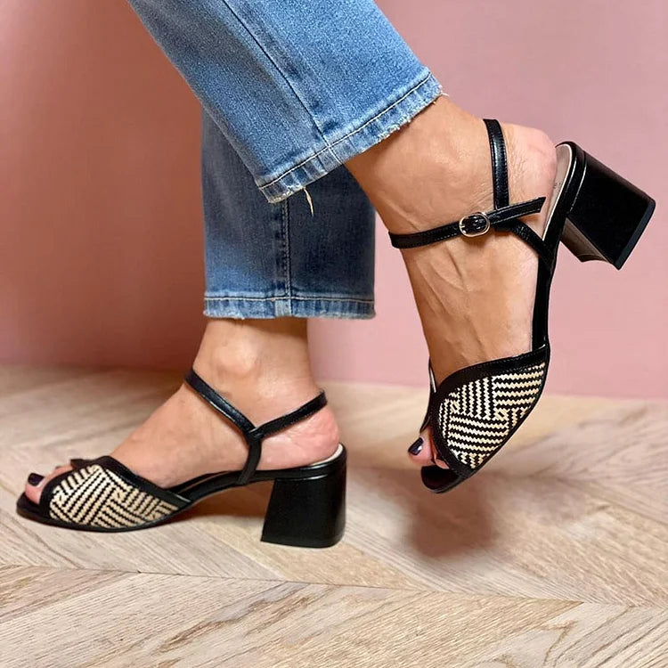 Retro mid-heel sandals