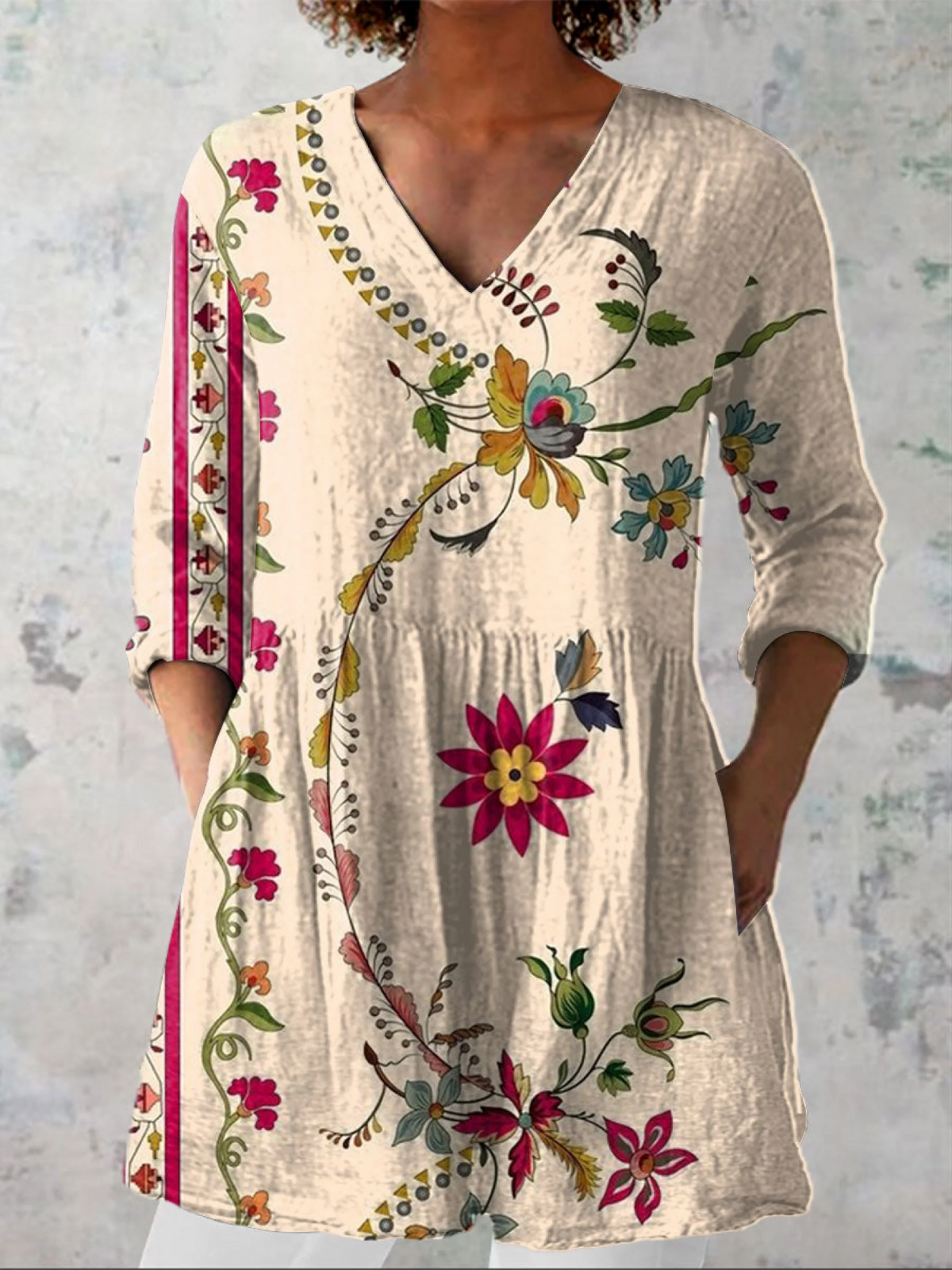 Naya | Lange V-Ausschnitt Bluse