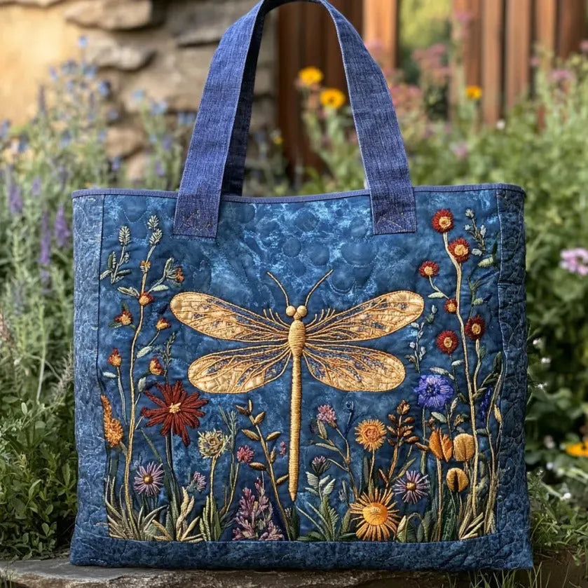 Quilted Bag Golden Dragonfly