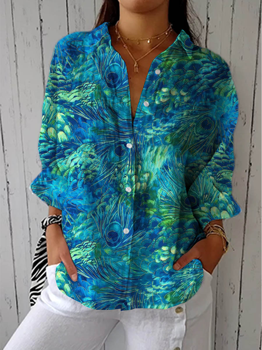 Florina – Bluse „Pfauen-Eleganz“