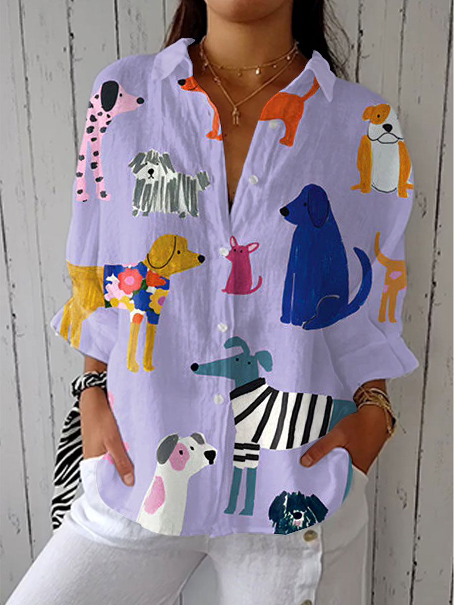 Florence – Verspielte Hunde-Bluse