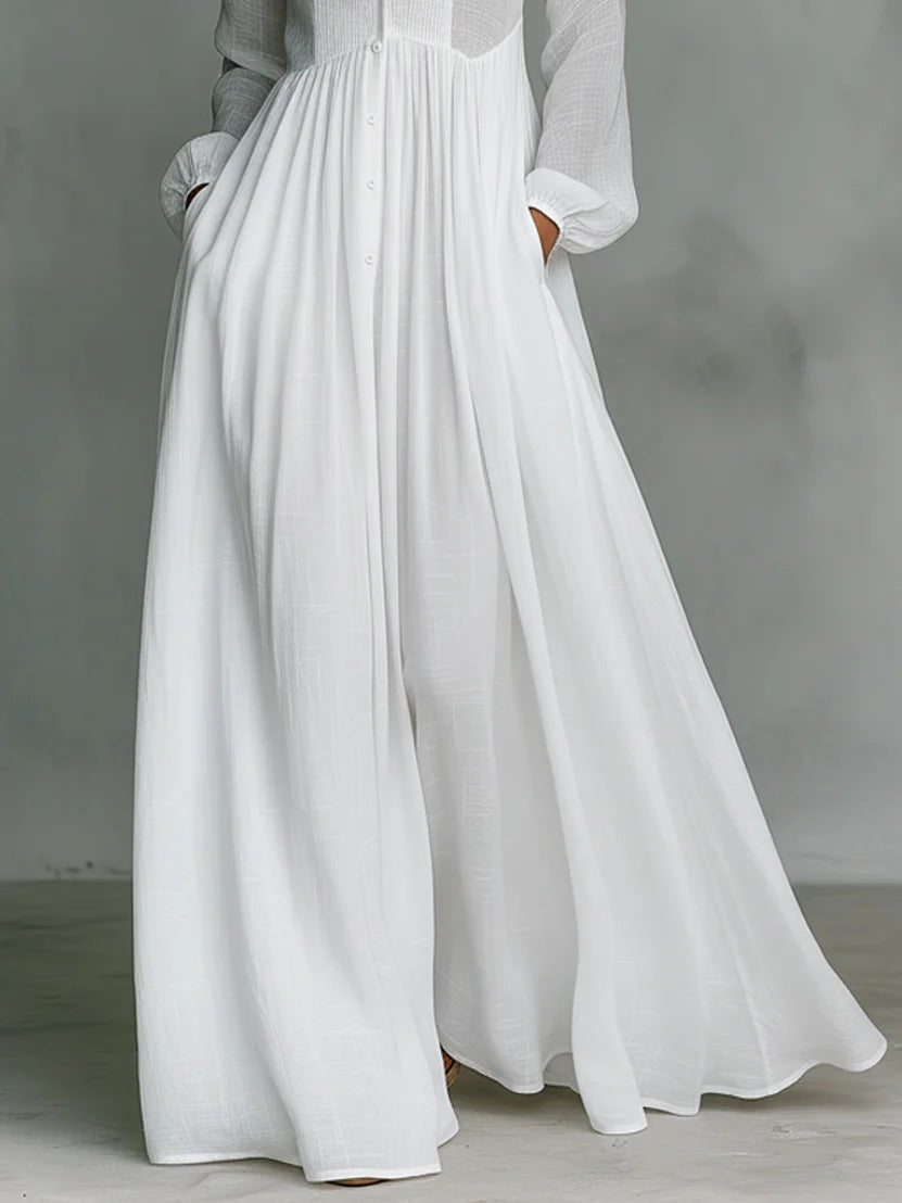 Selene | Fließendes Maxikleid mit Knopfleiste
