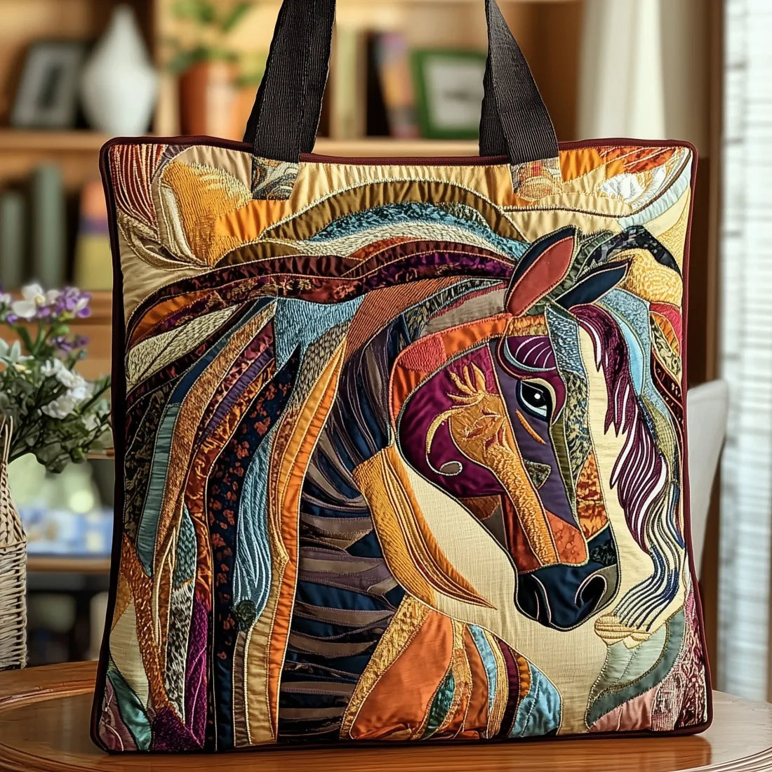 Gesteppte Tasche Pferd Mosaik Mehrfarbig