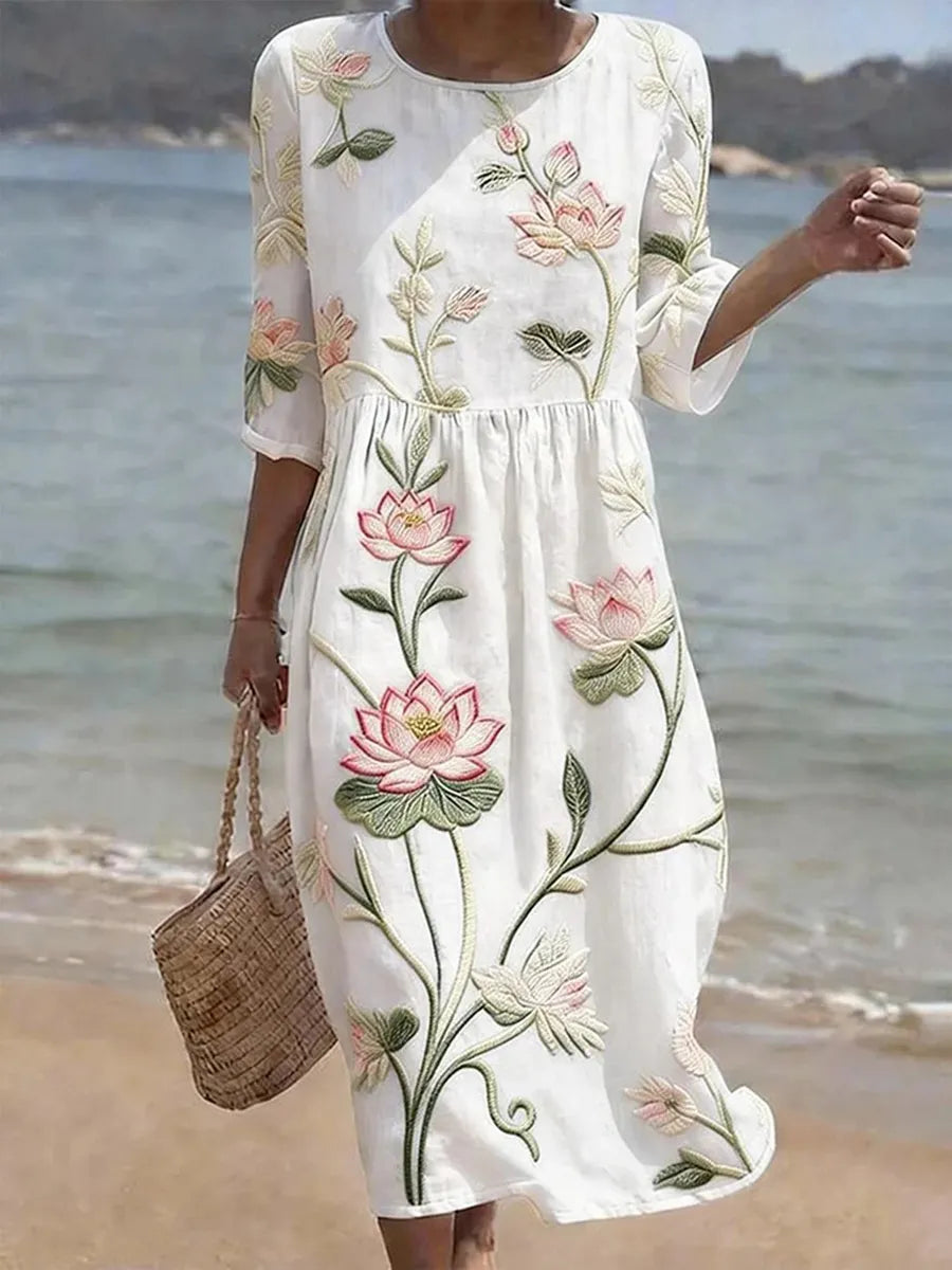 Kayla | Kleid mit Pflanzen- und Blumenprint