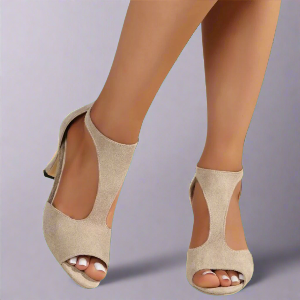 Curved cut-out heel sandals