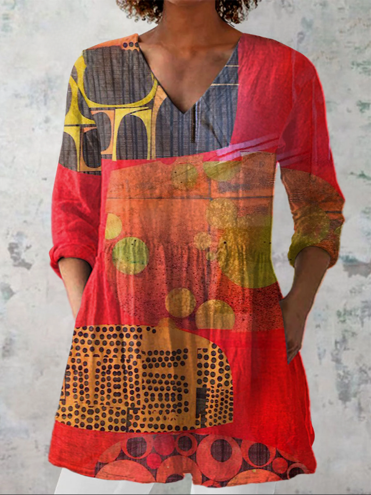 Indira | Lange V-Ausschnitt Bluse