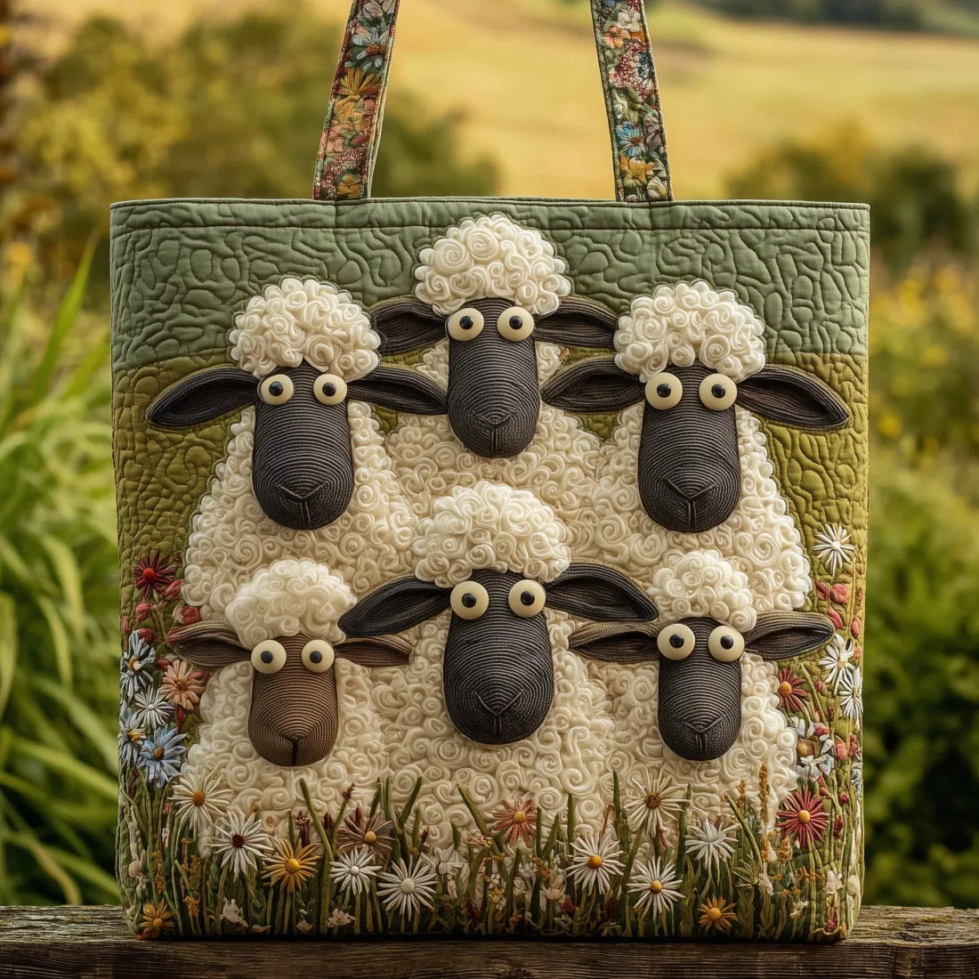 Quilted Bag Five Sheep