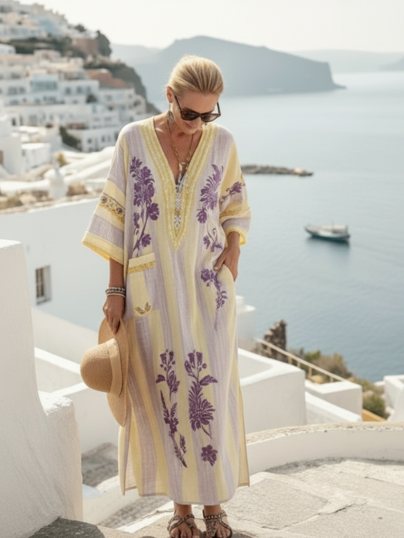 Aurelia | V-Neck Floral Half-Sleeve Maxi Dress