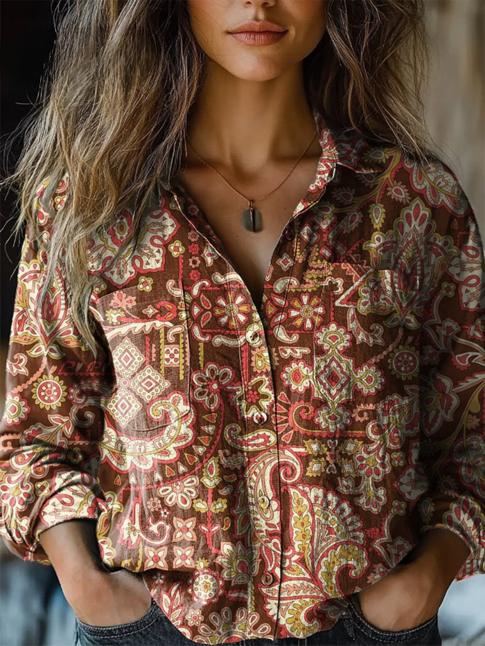 Ethno Blumen Bluse