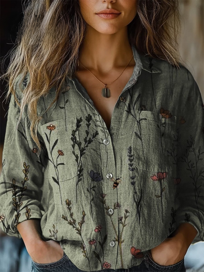 Vintage Print Bluse