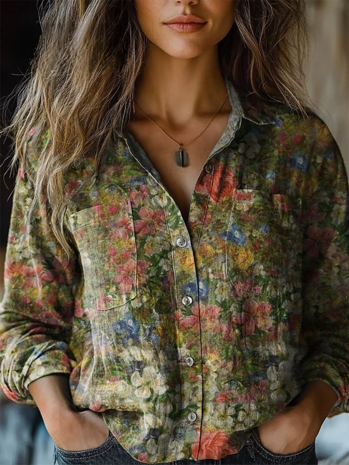 Folk Blumen Bluse