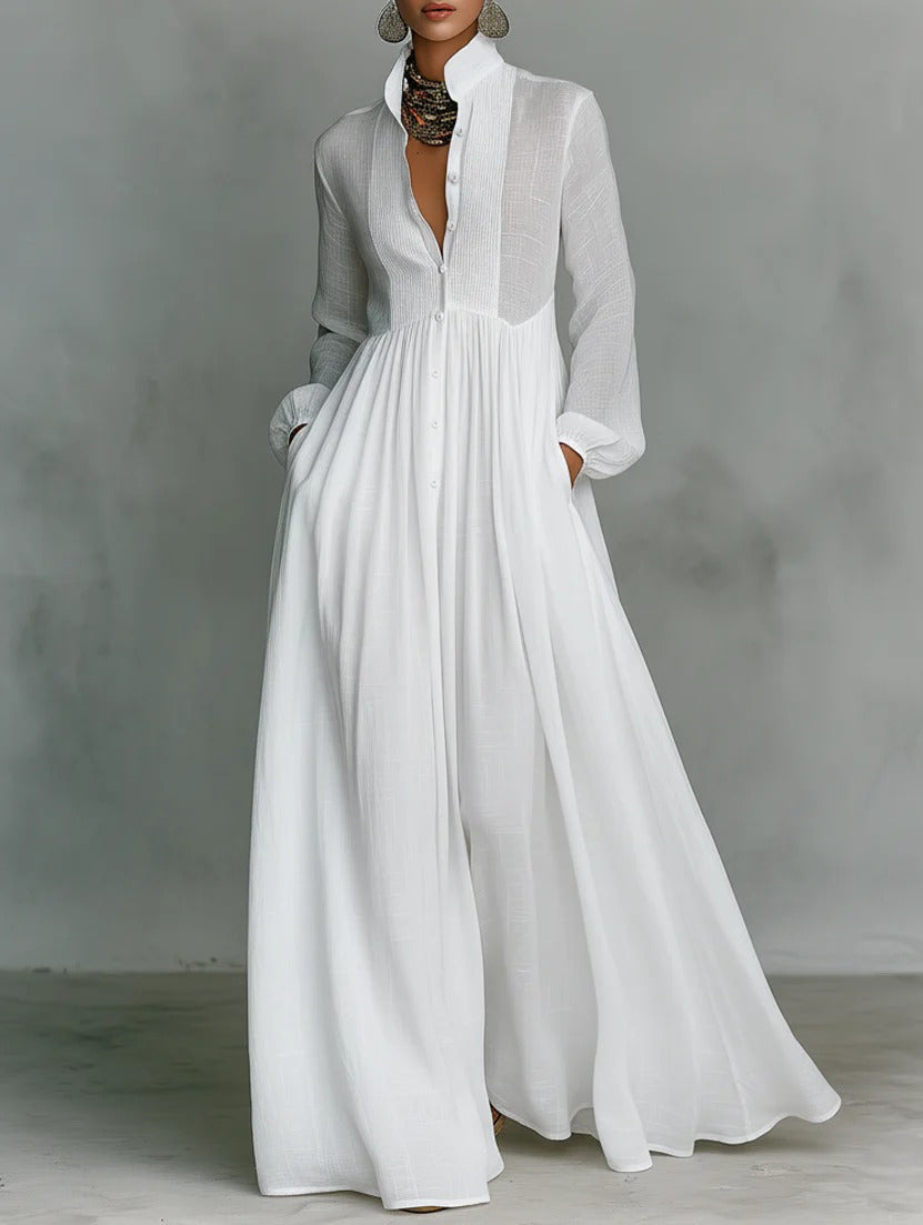 Selene | Fließendes Maxikleid mit Knopfleiste