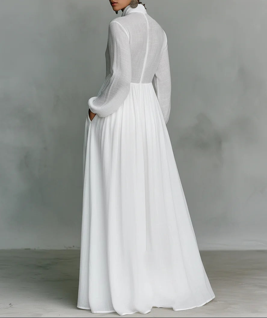 Selene | Fließendes Maxikleid mit Knopfleiste
